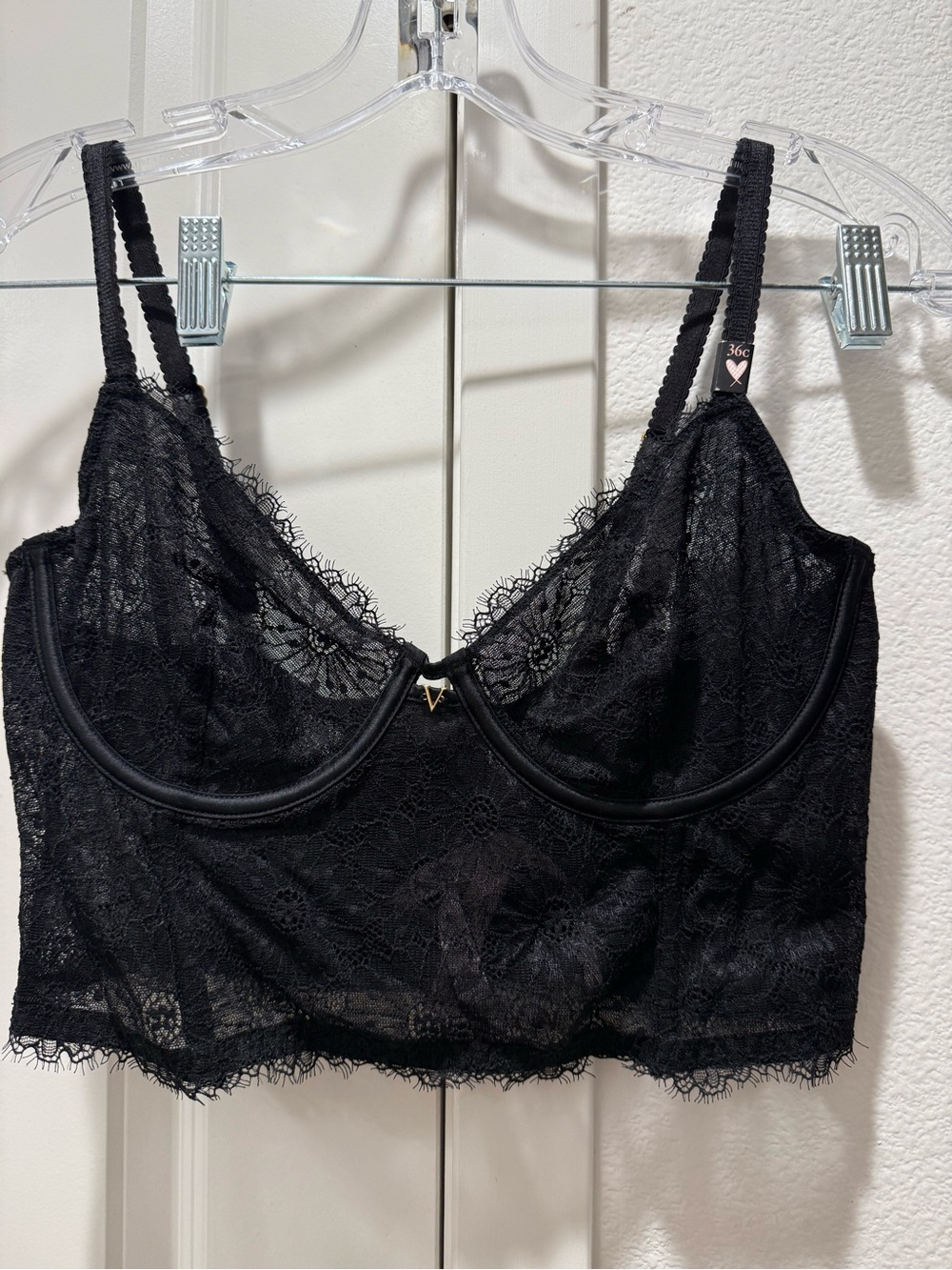 Victoria's Secret Black Lace Longline Bra Top